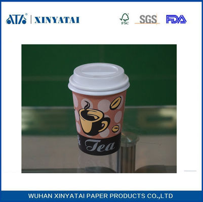 中国 小型8オンス印刷されたロゴカスタム用紙カップ、ふたで使い捨てコーヒーカップ サプライヤー