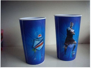 フットボールのスター選手印刷された紙蓋でポップコーン容器、ポップコーン包装用浴槽とカップ